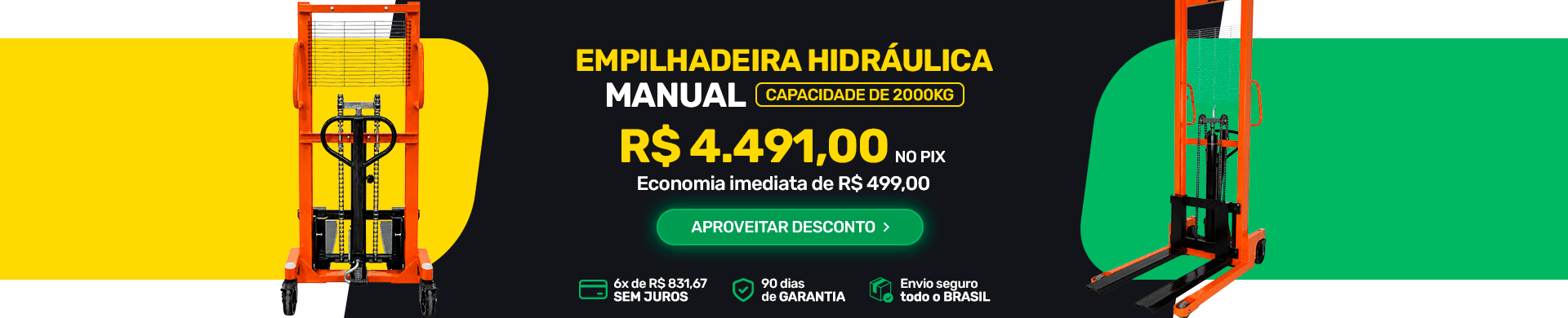 Empilhadeira Paleteira Hidráulica Manual 2000kg MTM 1.60m