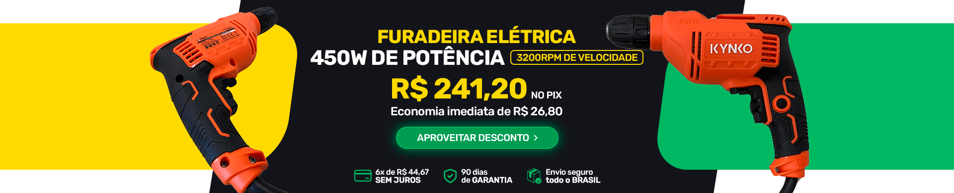 Furadeira Elétrica Profissional 1/2 Pol 450w Kynko
